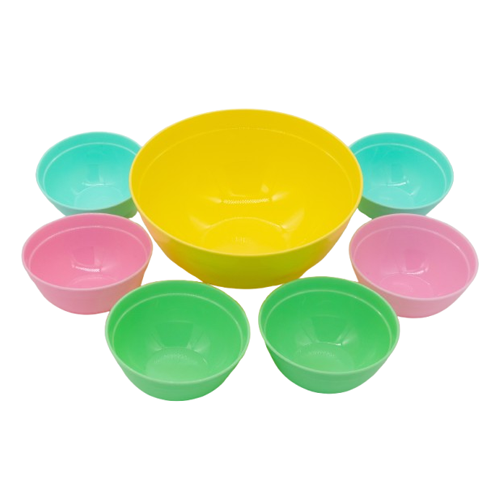 salad bowl & six small bowls