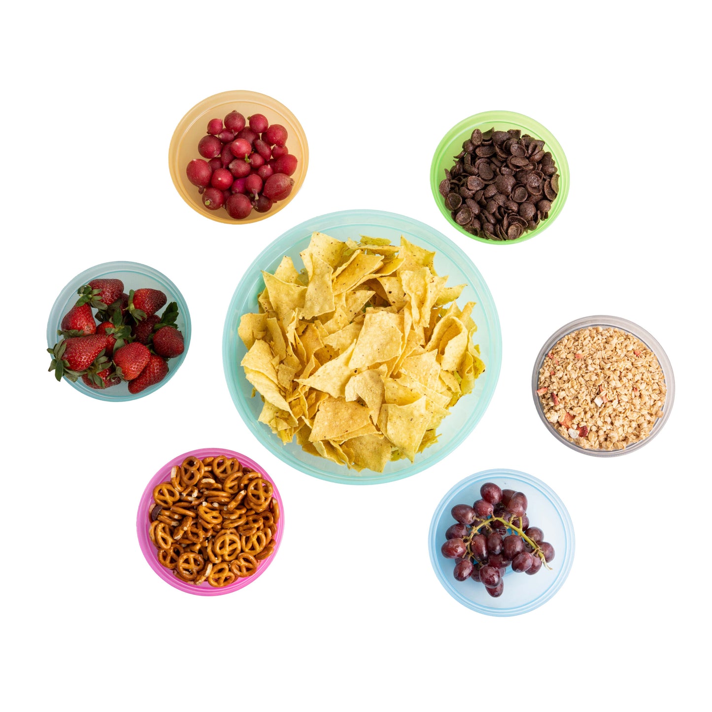 Salad bowl & six small bowls translucent