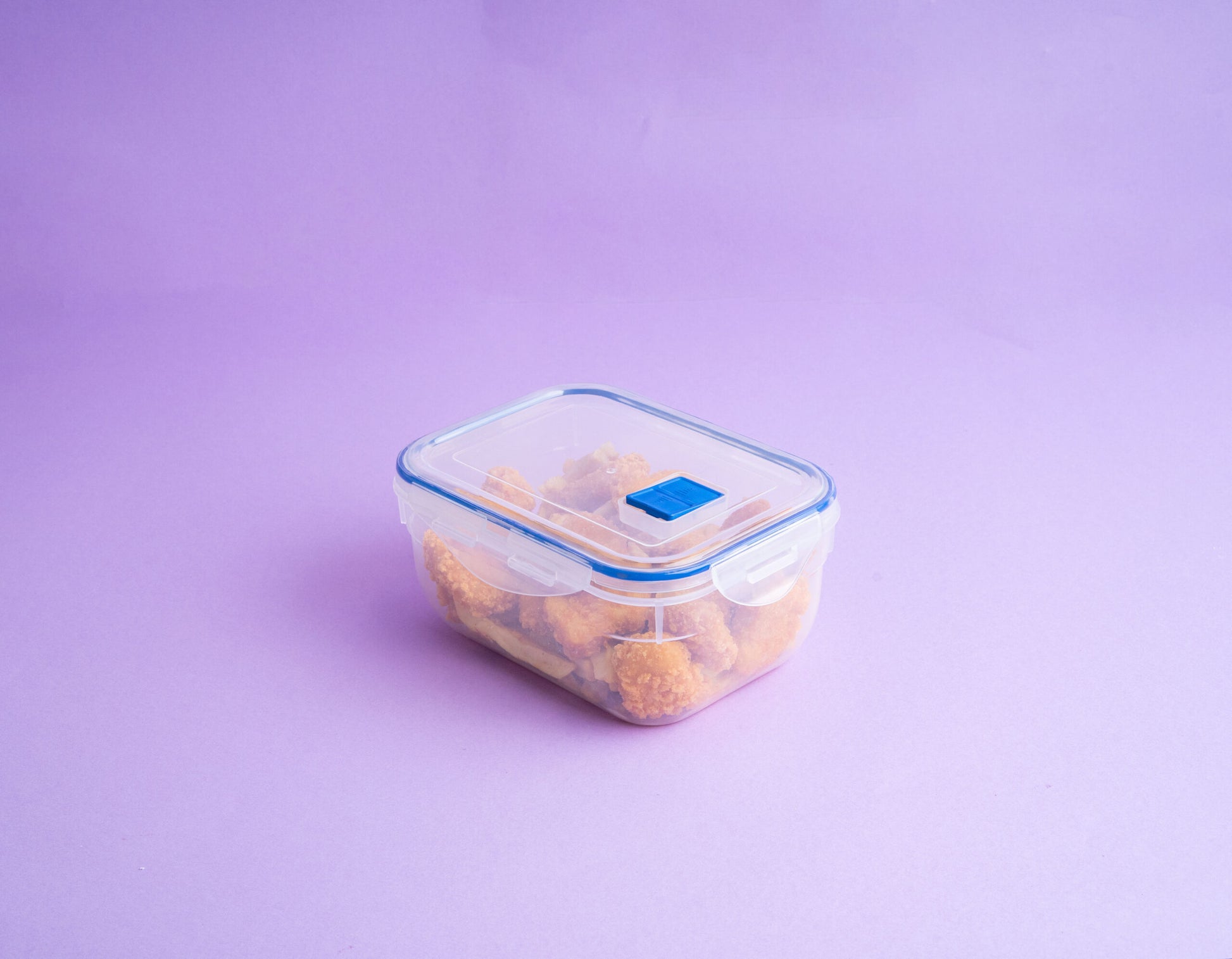 Food container with air discharge button