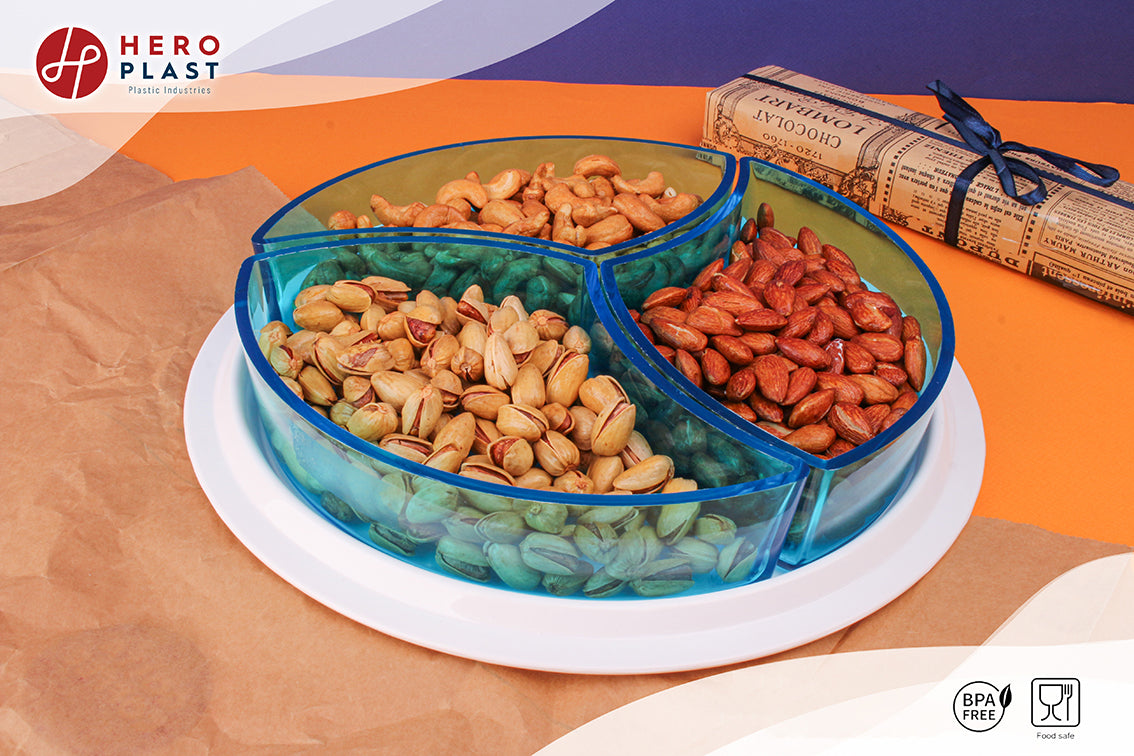 Set of 3 Snack Acrylic Plates with Tray