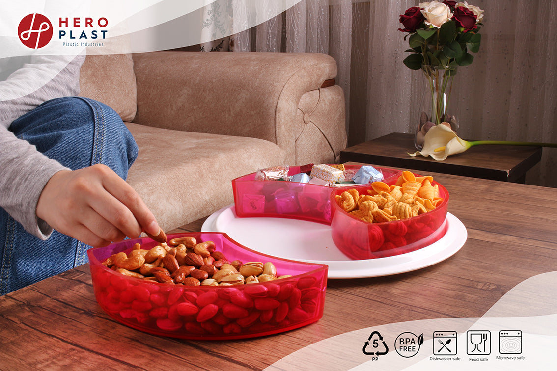 Set of 3 Snack Acrylic Plates with Tray