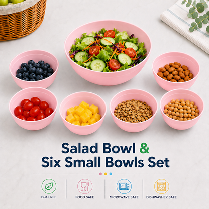 salata kasesi ve altı küçük kase