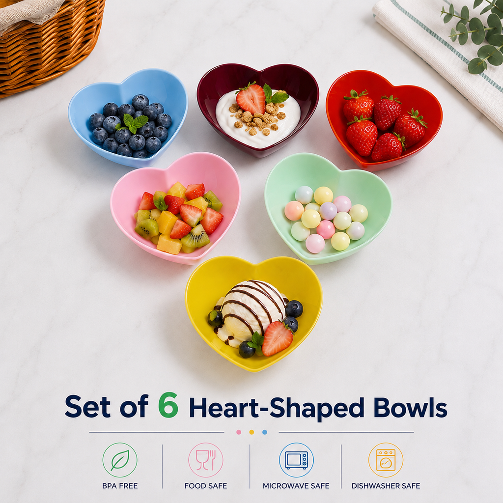 Set of 6 Heart-Shaped Bowls (H03)