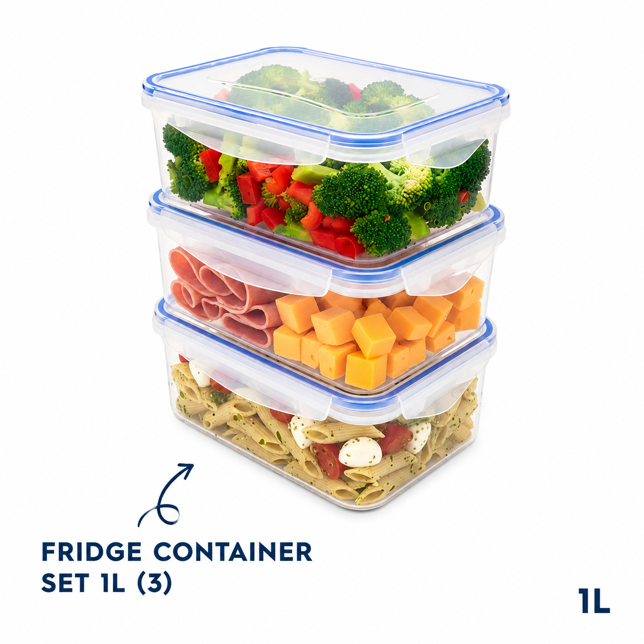 Tight lock Fridge container set 1L (3) (H20)