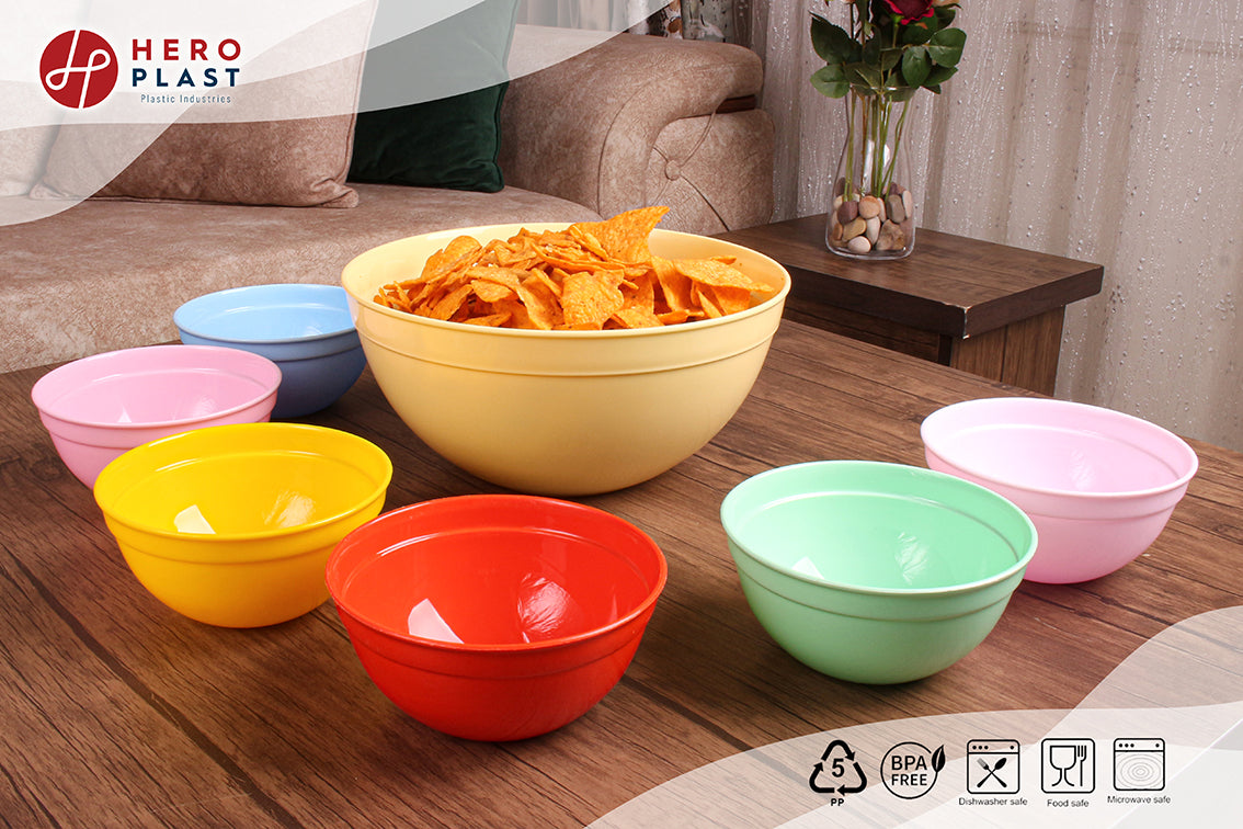 salad bowl & six small bowls