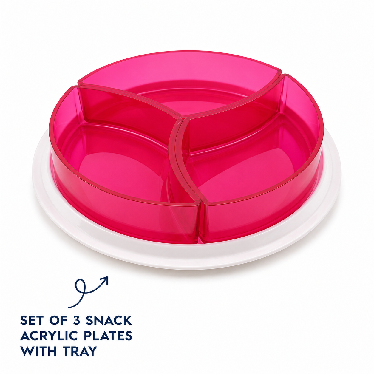 Set of 3 Snack Acrylic Plates with Tray (k36)