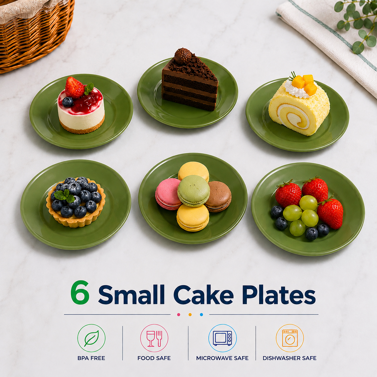 6 Small Cake Plates (K41)