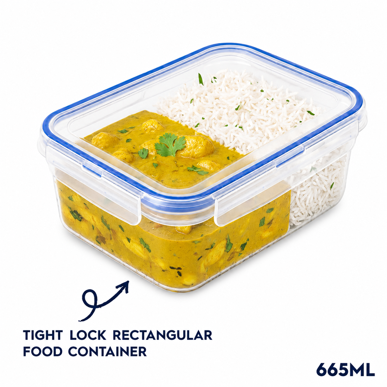 Tight lock Rectangular food container 665 M (K83)