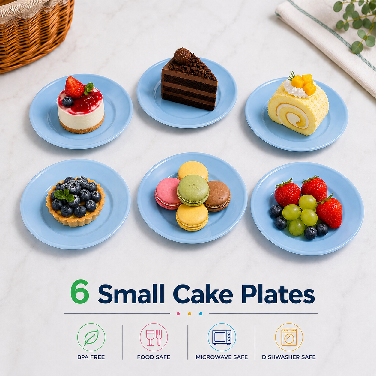 6 Small Cake Plates (K41)
