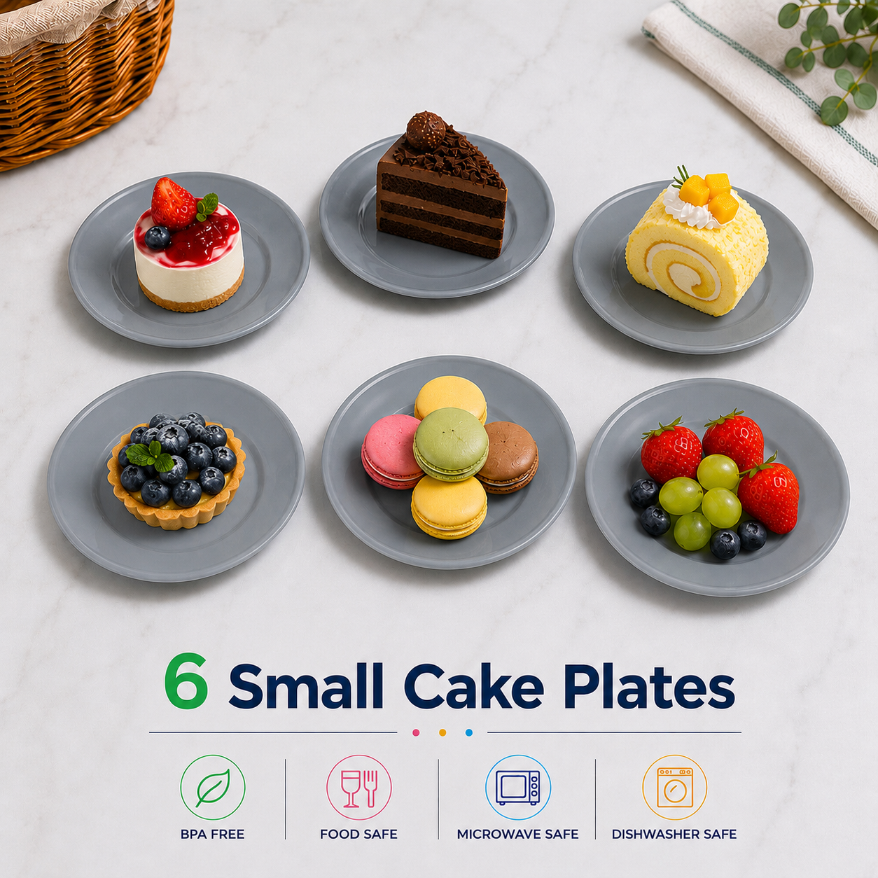 6 Small Cake Plates (K41)