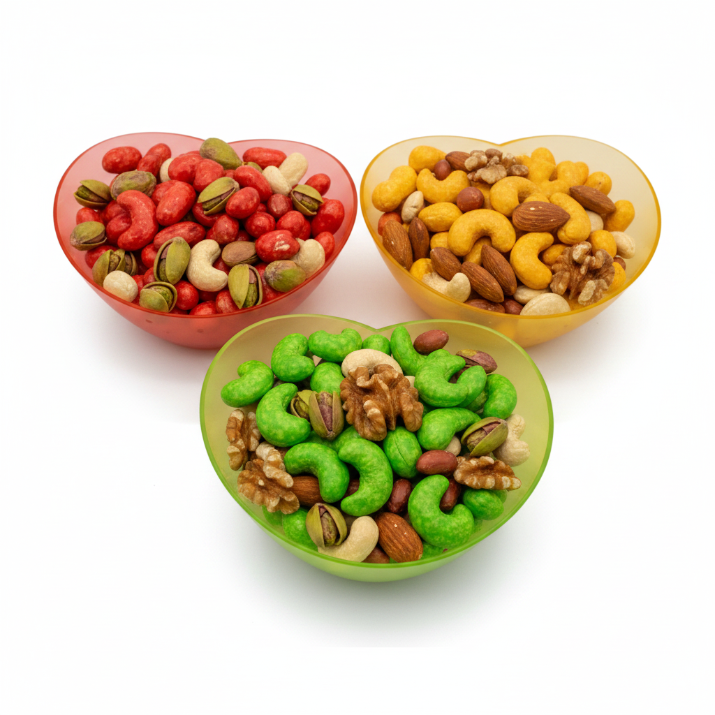 Set of 3 Translucent Heart-Shaped Bowls