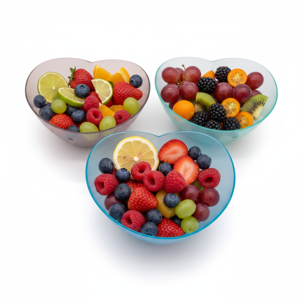 Set of 3 Translucent Heart-Shaped Bowls