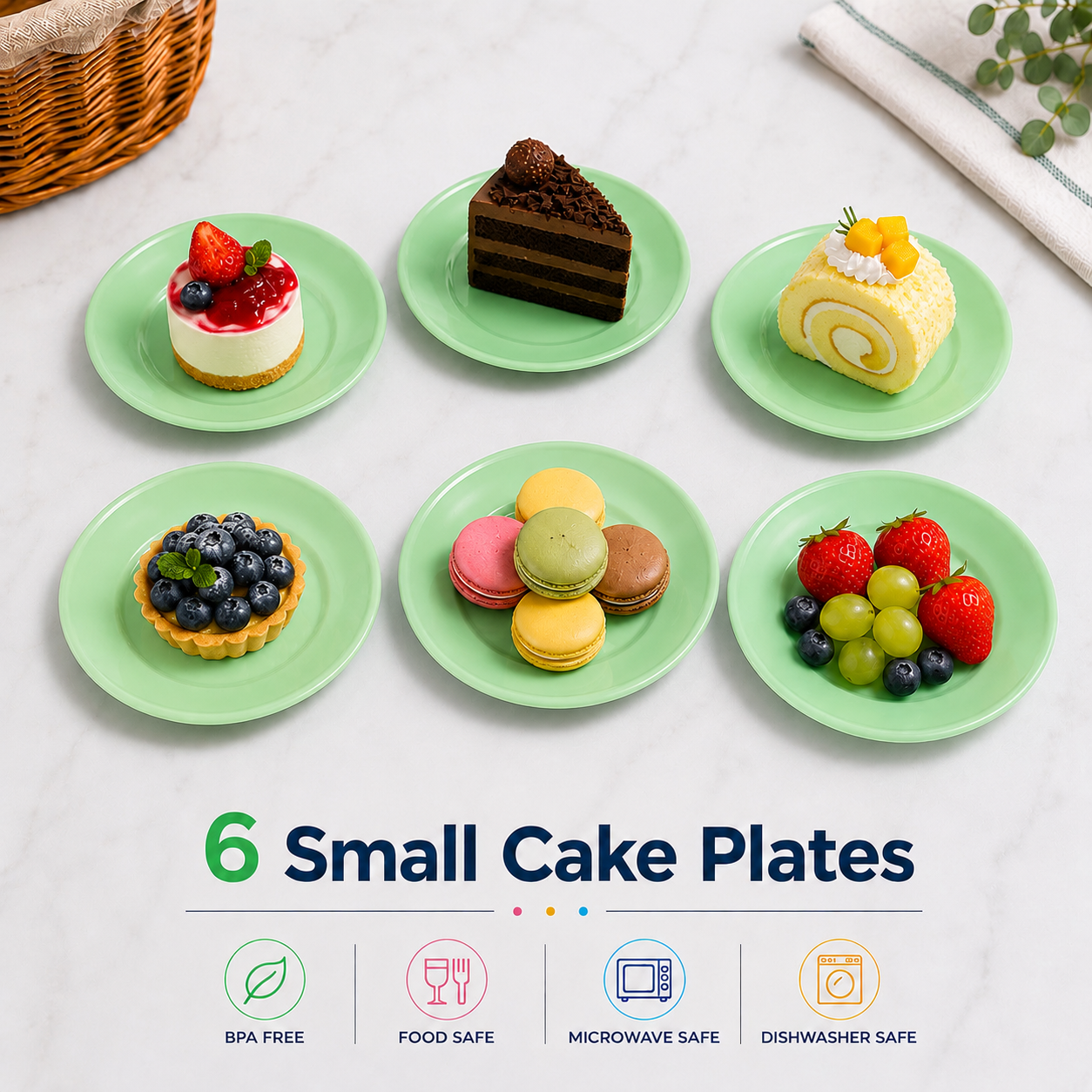 6 Small Cake Plates (K41)