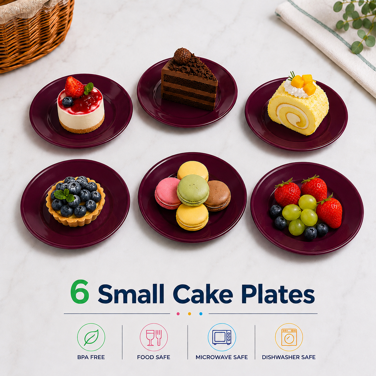 6 Small Cake Plates (K41)