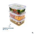 Tight lock Fridge container set 1L (3) (H20)