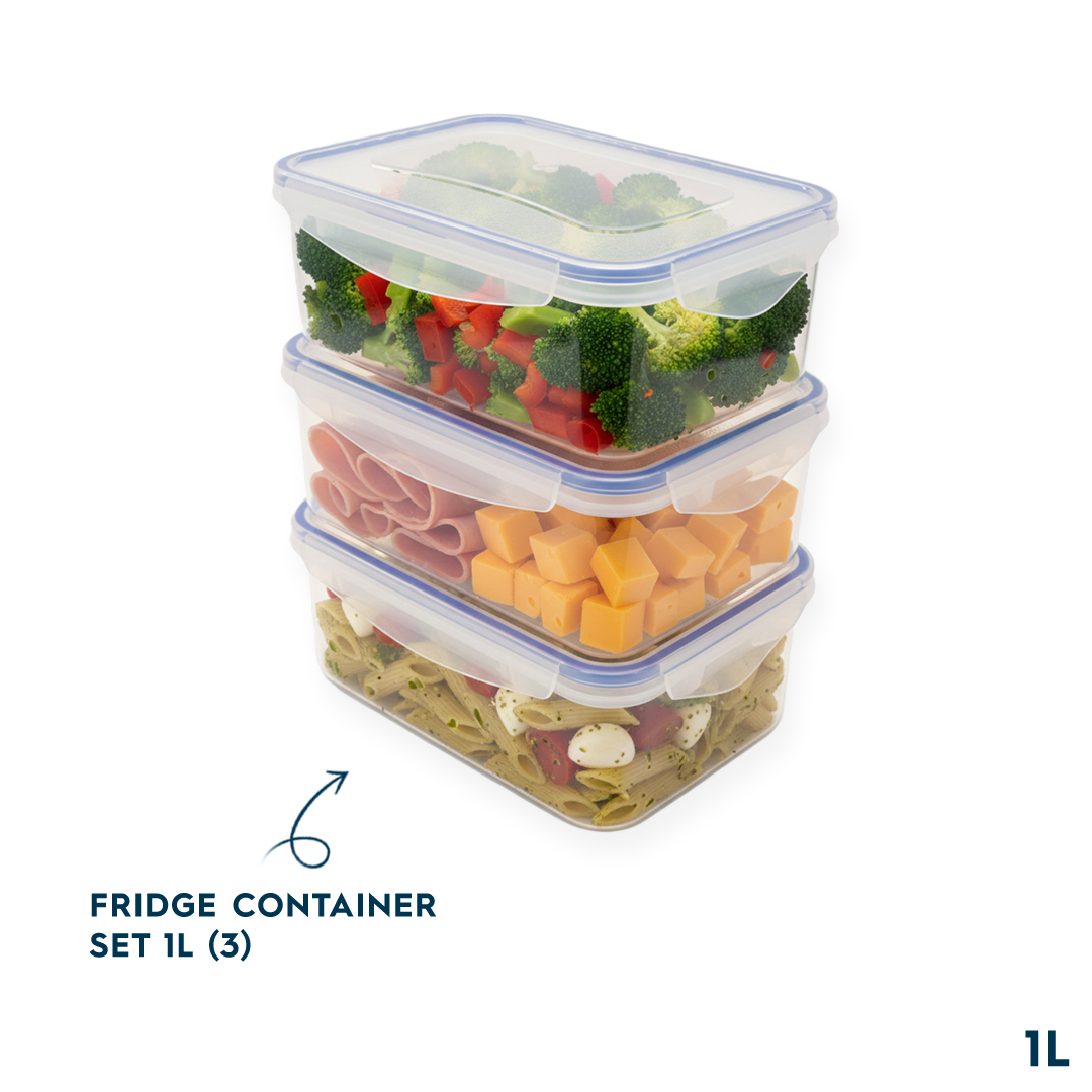 Tight lock Fridge container set 1L (3) (H20)