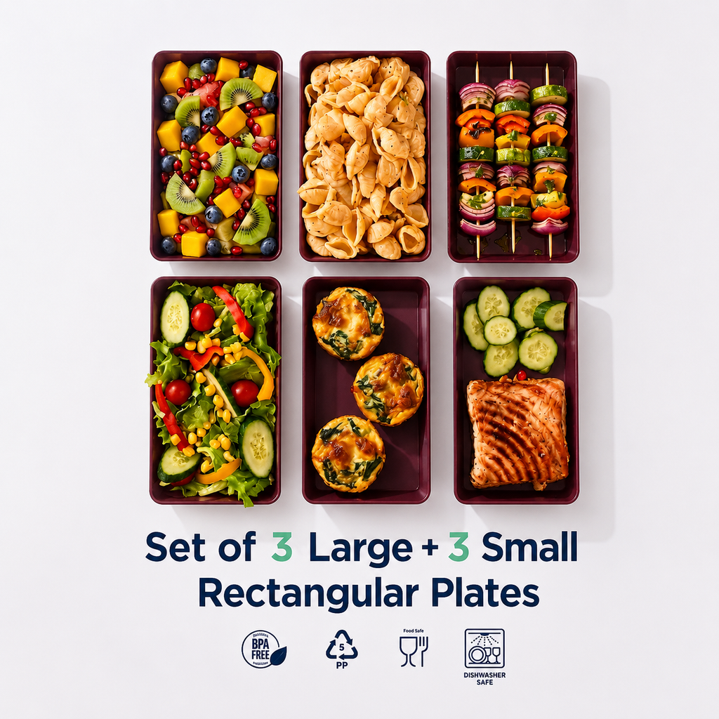 Set of 3 Large + 3 Small rectangular  plates (H04)
