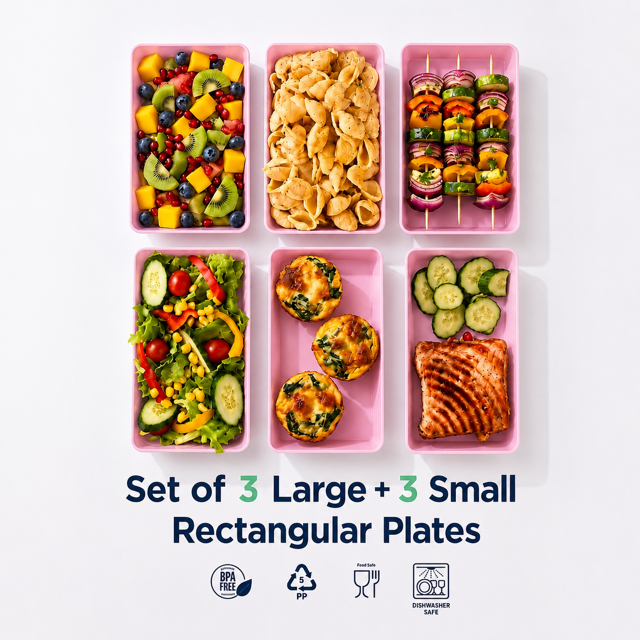 Set of 3 Large + 3 Small rectangular  plates (H04)