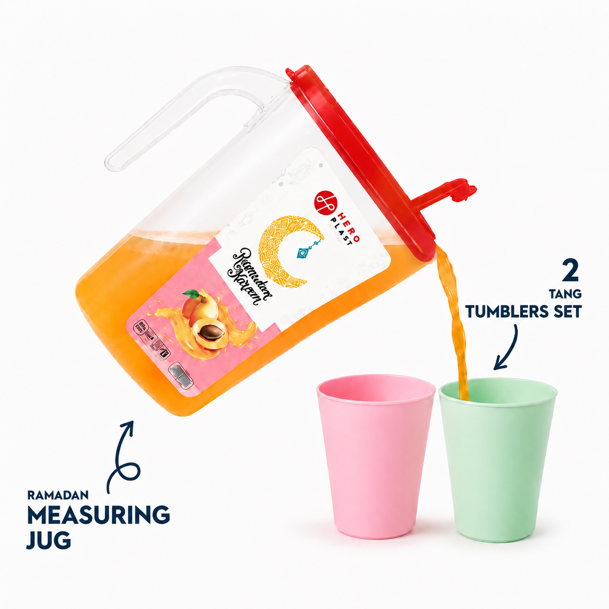 Measuring Jug (1.5L) + 2 Tang Tumblers (H05)