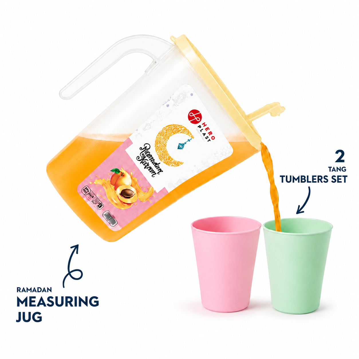 Measuring Jug (1.5L) + 2 Tang Tumblers (H05)