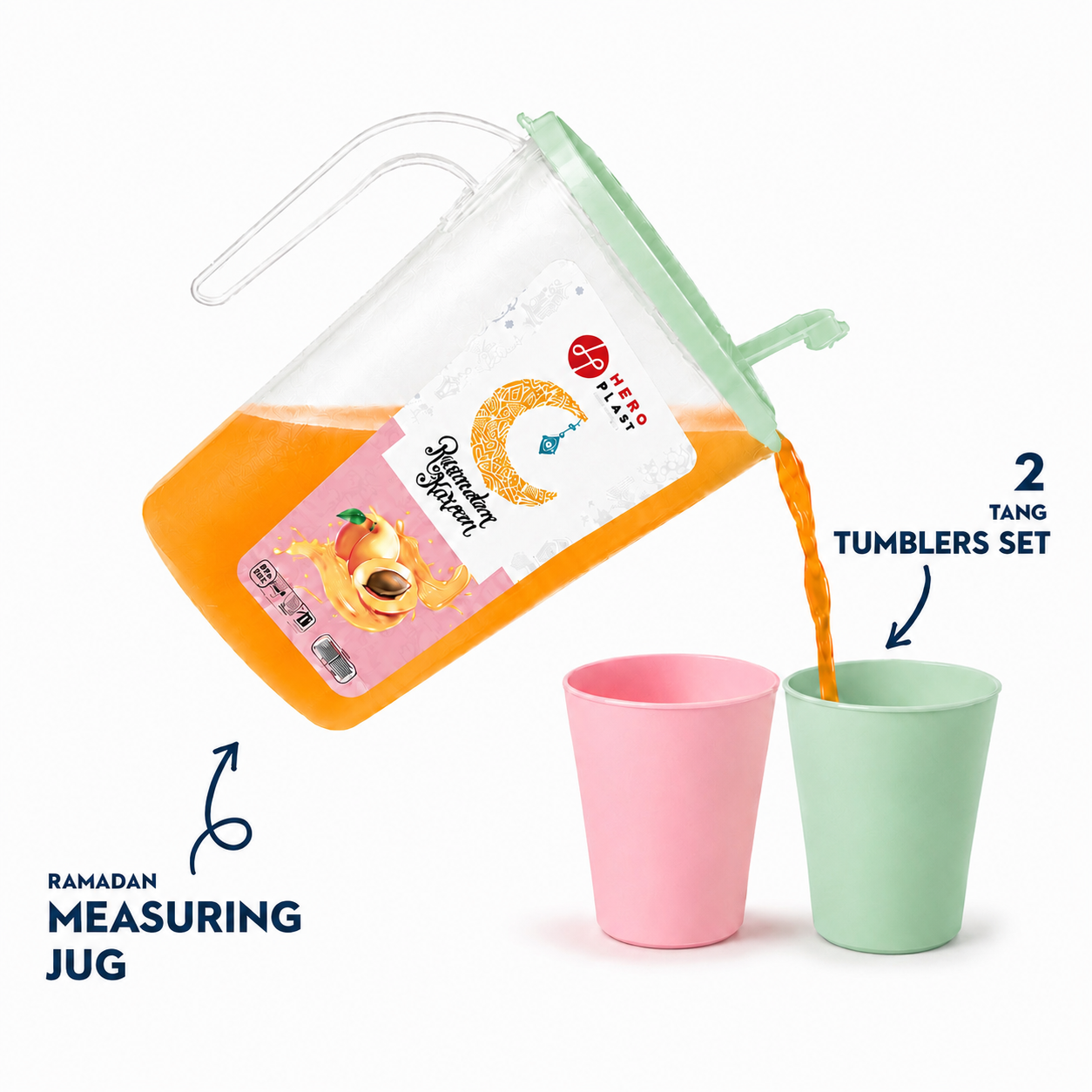 Measuring Jug (1.5L) + 2 Tang Tumblers (H05)