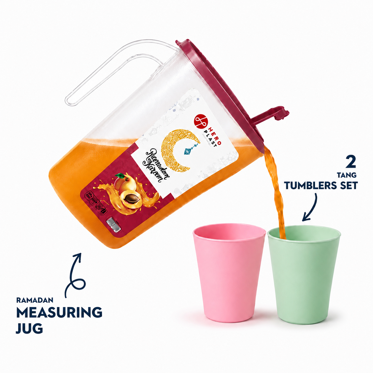 Measuring Jug (1.5L) + 2 Tang Tumblers (H05)