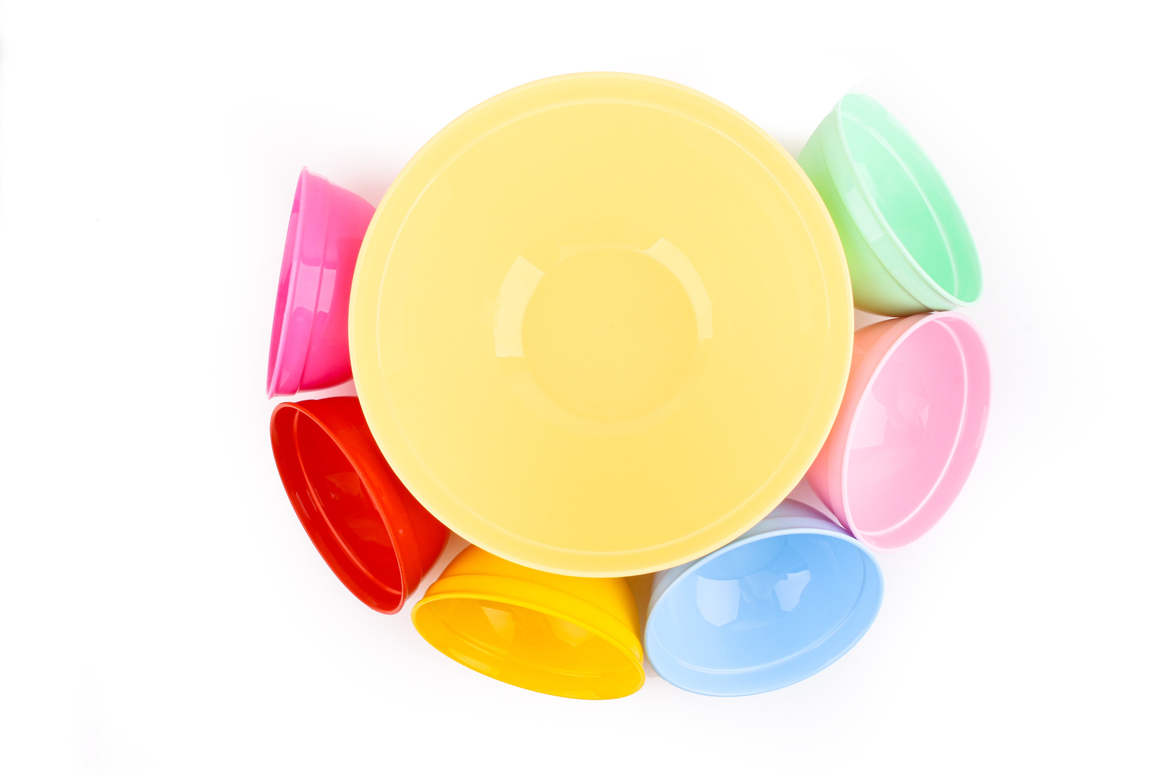 salad bowl & six small bowls