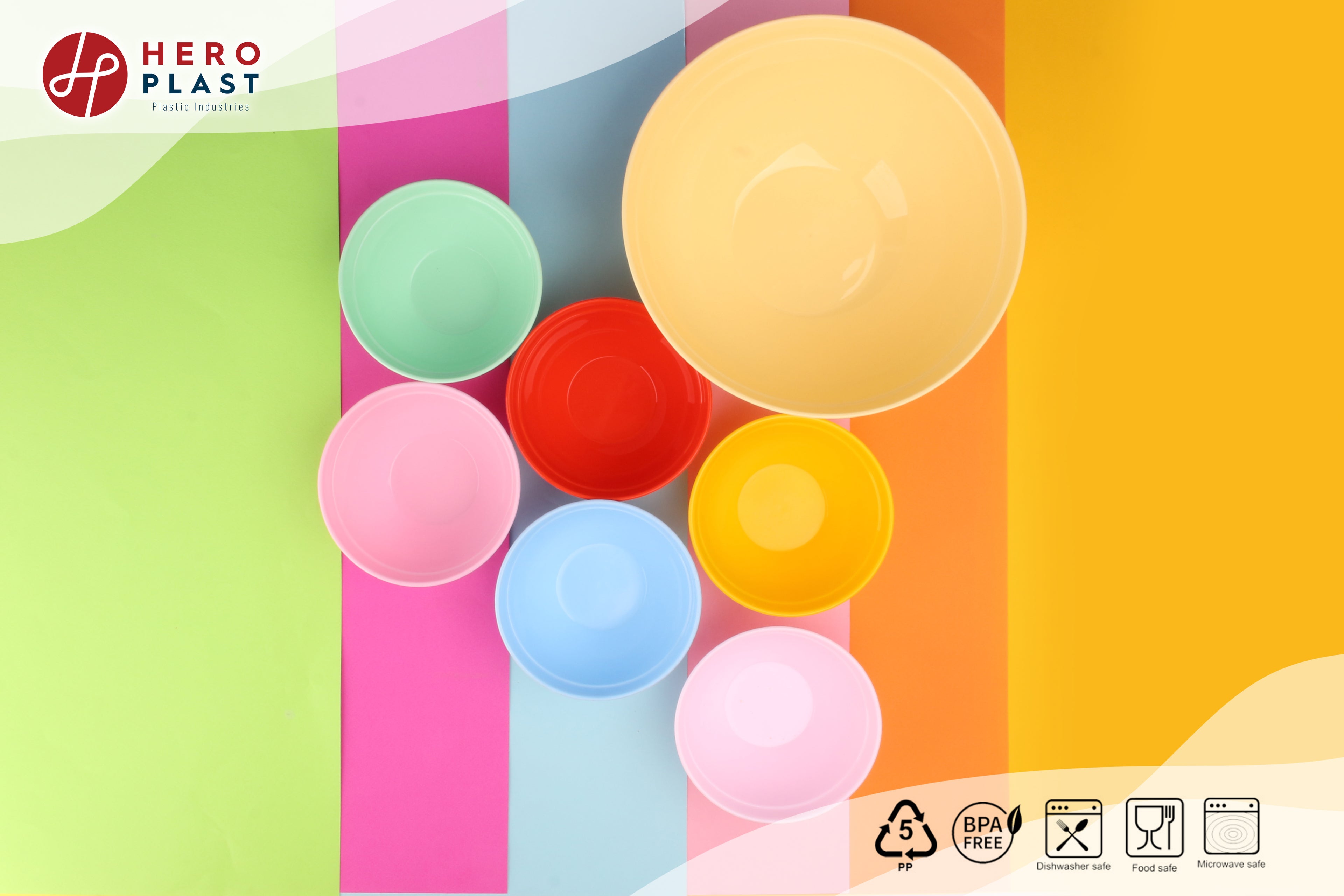 salad bowl & six small bowls