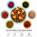 Salad bowl & six small bowls translucent (H14)