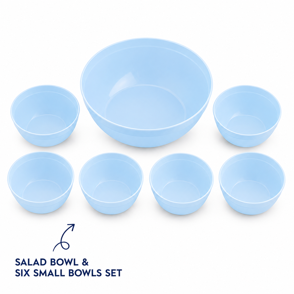 salad bowl & six small bowls (H13)