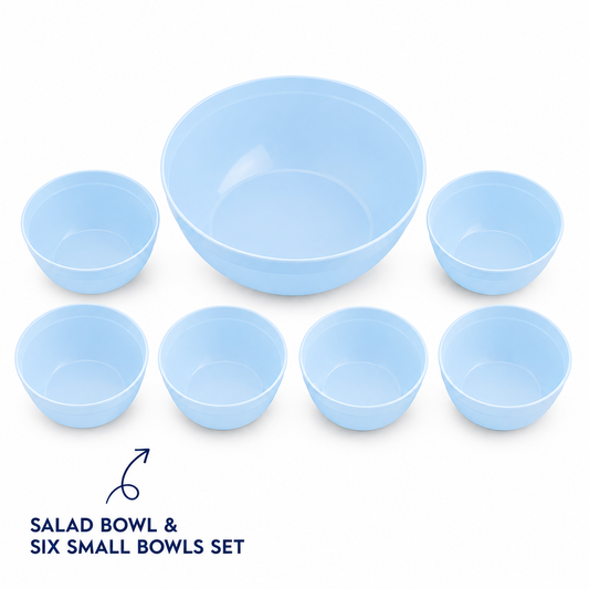 salad bowl & six small bowls (H13)