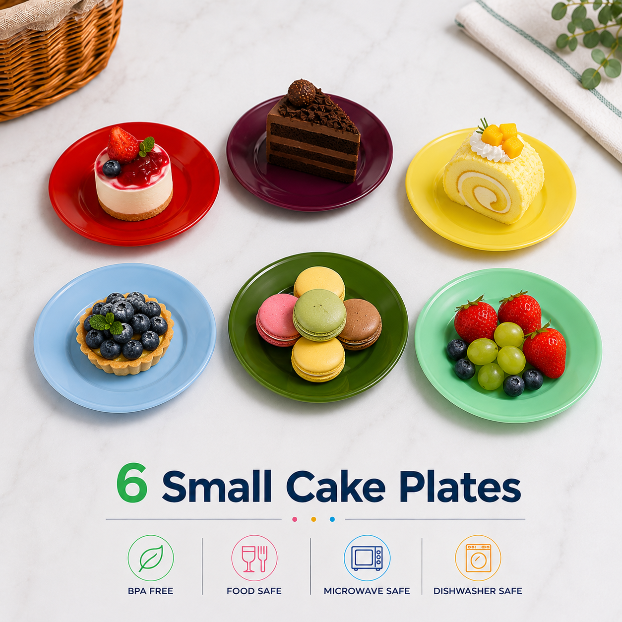 6 Small Cake Plates (K41)