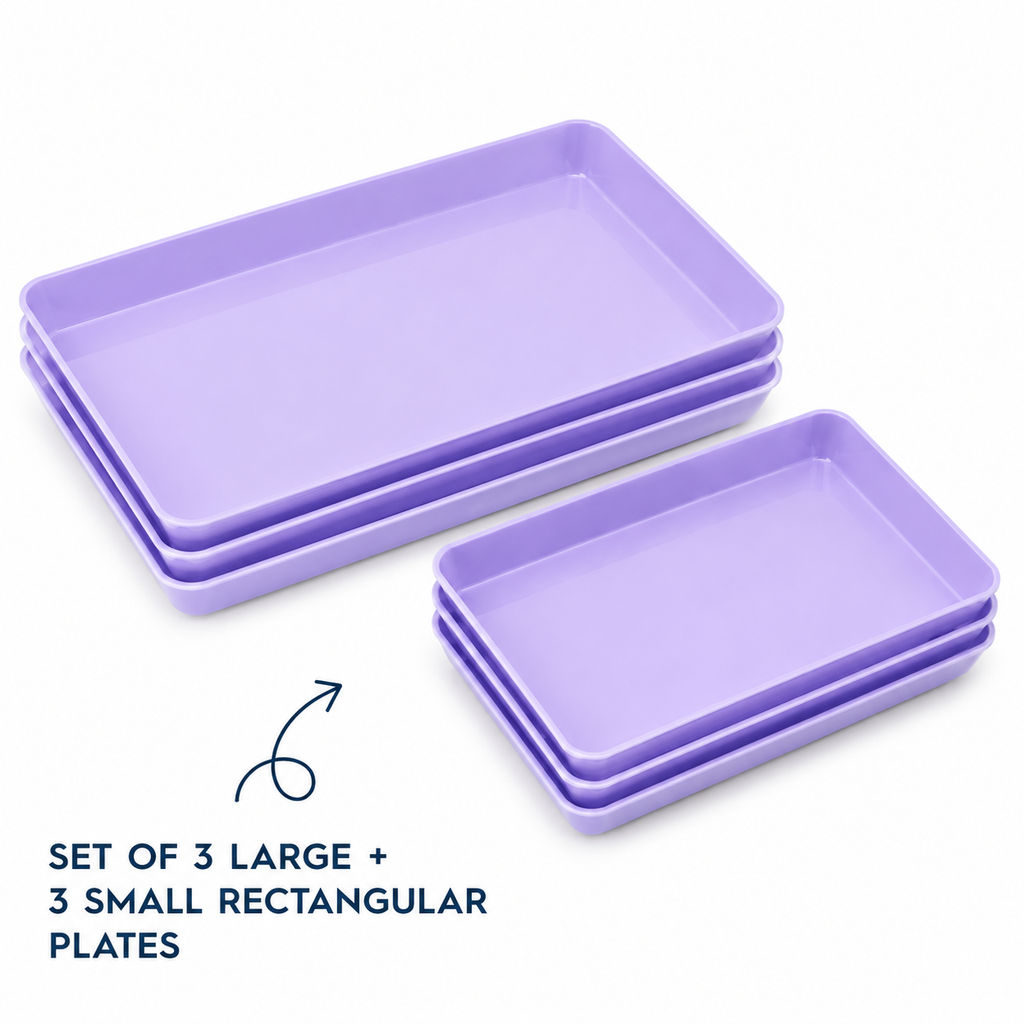 Set of 3 Large + 3 Small rectangular  plates (H04)