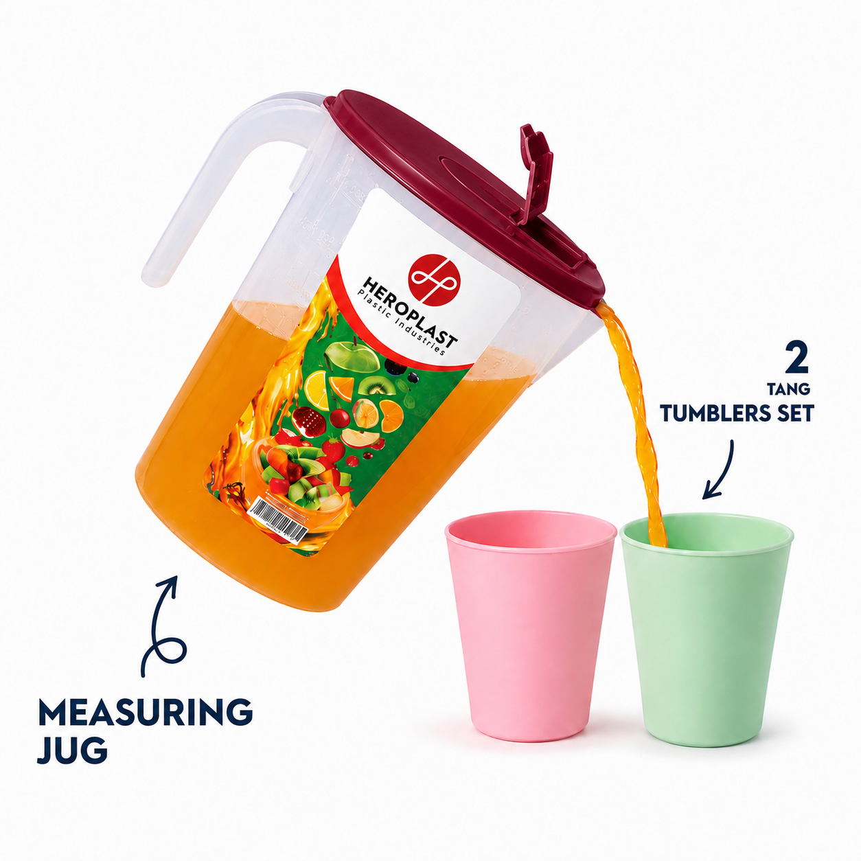Measuring Jug (1.5L) + 2 Tang Tumblers (H05)
