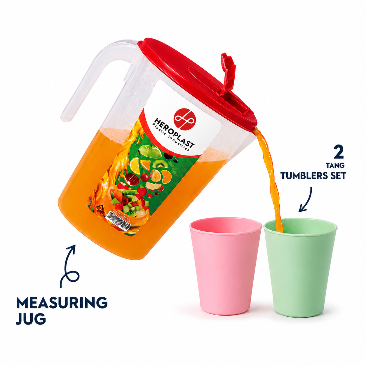 Measuring Jug (1.5L) + 2 Tang Tumblers (H05)