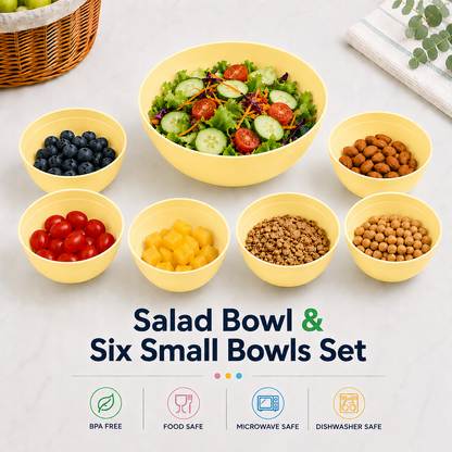 salata kasesi ve altı küçük kase