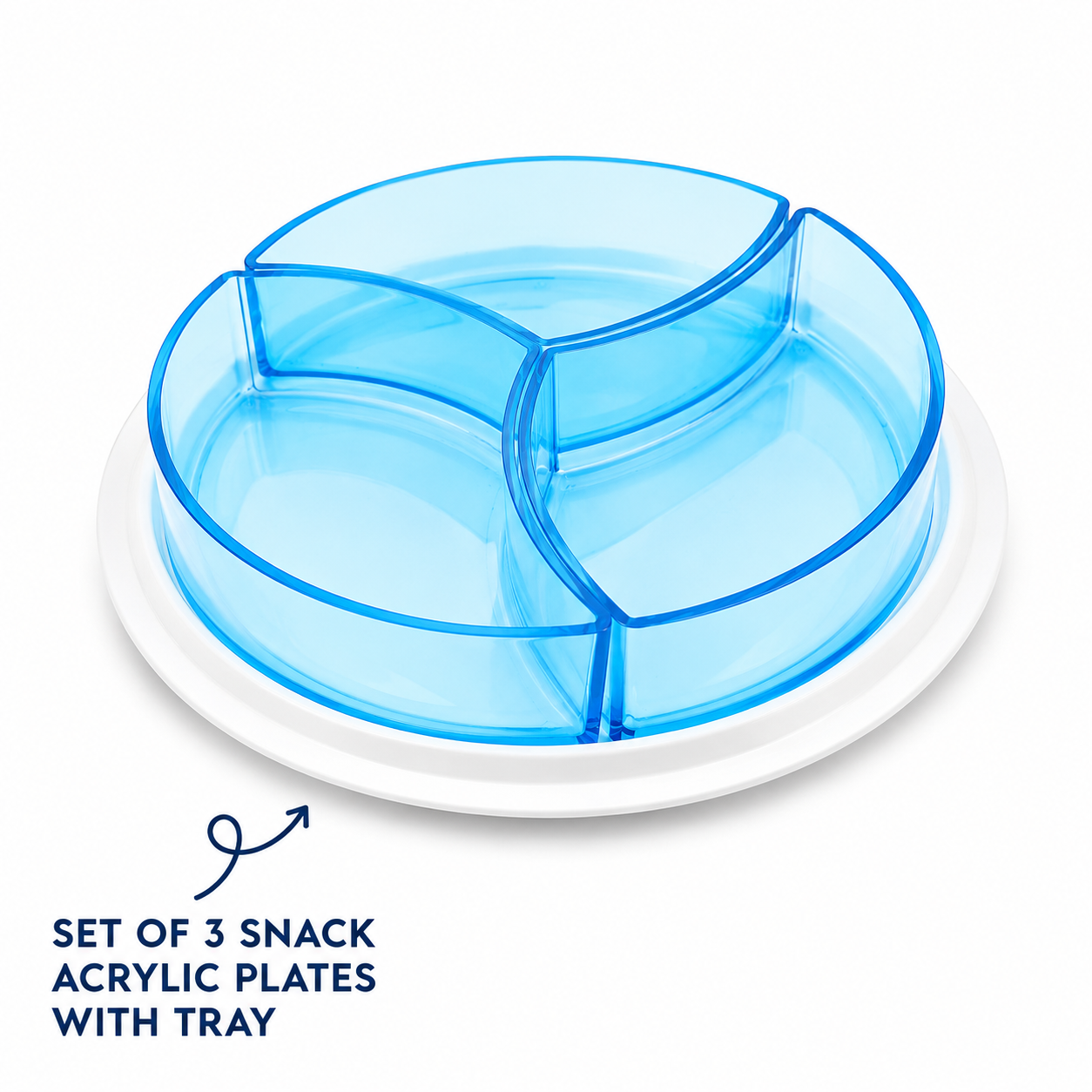 Set of 3 Snack Acrylic Plates with Tray (k36)