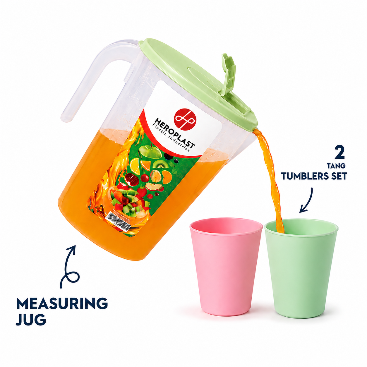 Measuring Jug (1.5L) + 2 Tang Tumblers (H05)