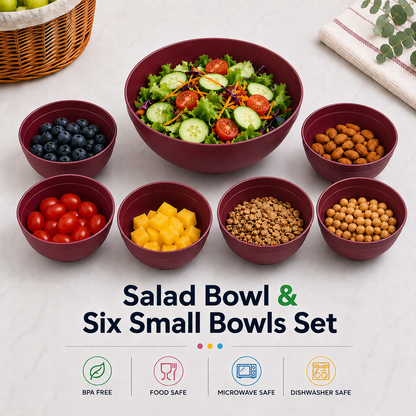salata kasesi ve altı küçük kase