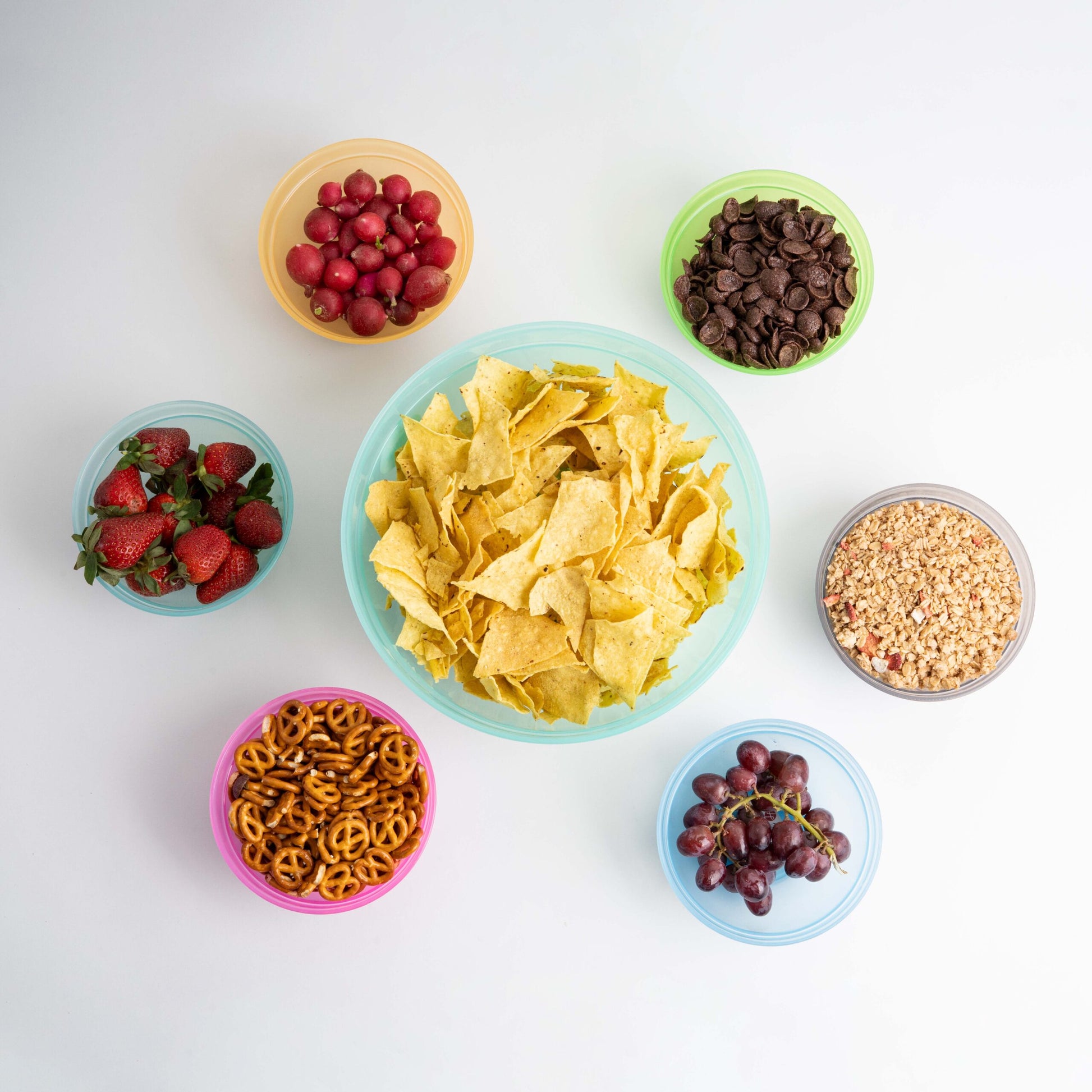 Salad bowl & six small bowls translucent