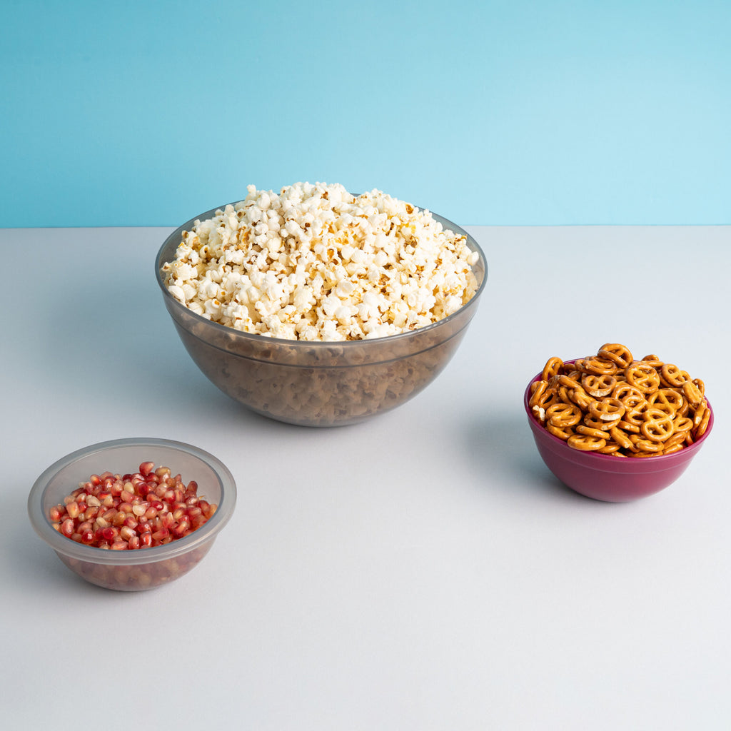 Salad bowl & six small bowls translucent