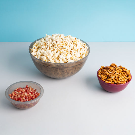 Salad bowl & six small bowls translucent